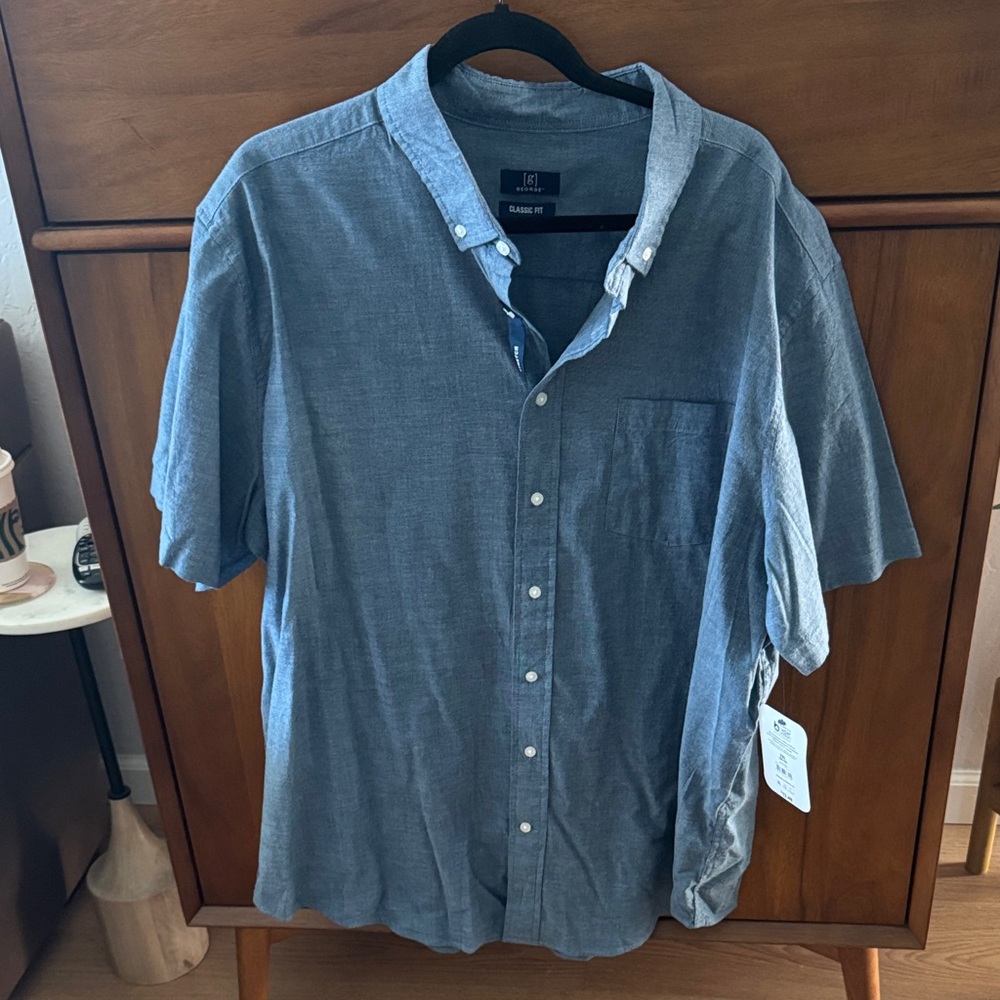 George Men's Short-Sleeve Button-Down Shirt in Blue